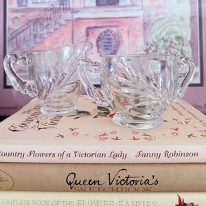 Vintage glass cream and sugar set